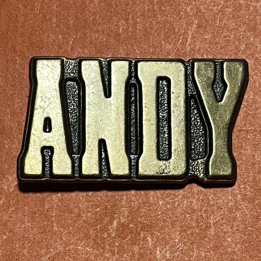 VTG Style ANDY Name Belt Buckle Brass Tone Metal Western Personalized Mens
